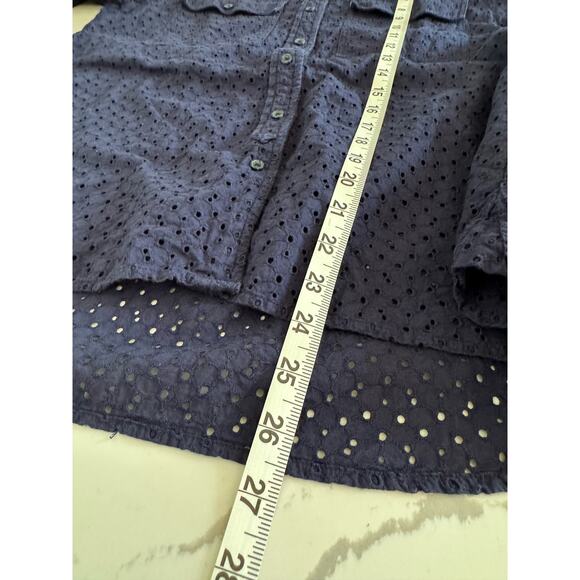Banana Republic Dillon‎ Shirt Women's Size Medium Navy Cutout - Picture 7 of 8